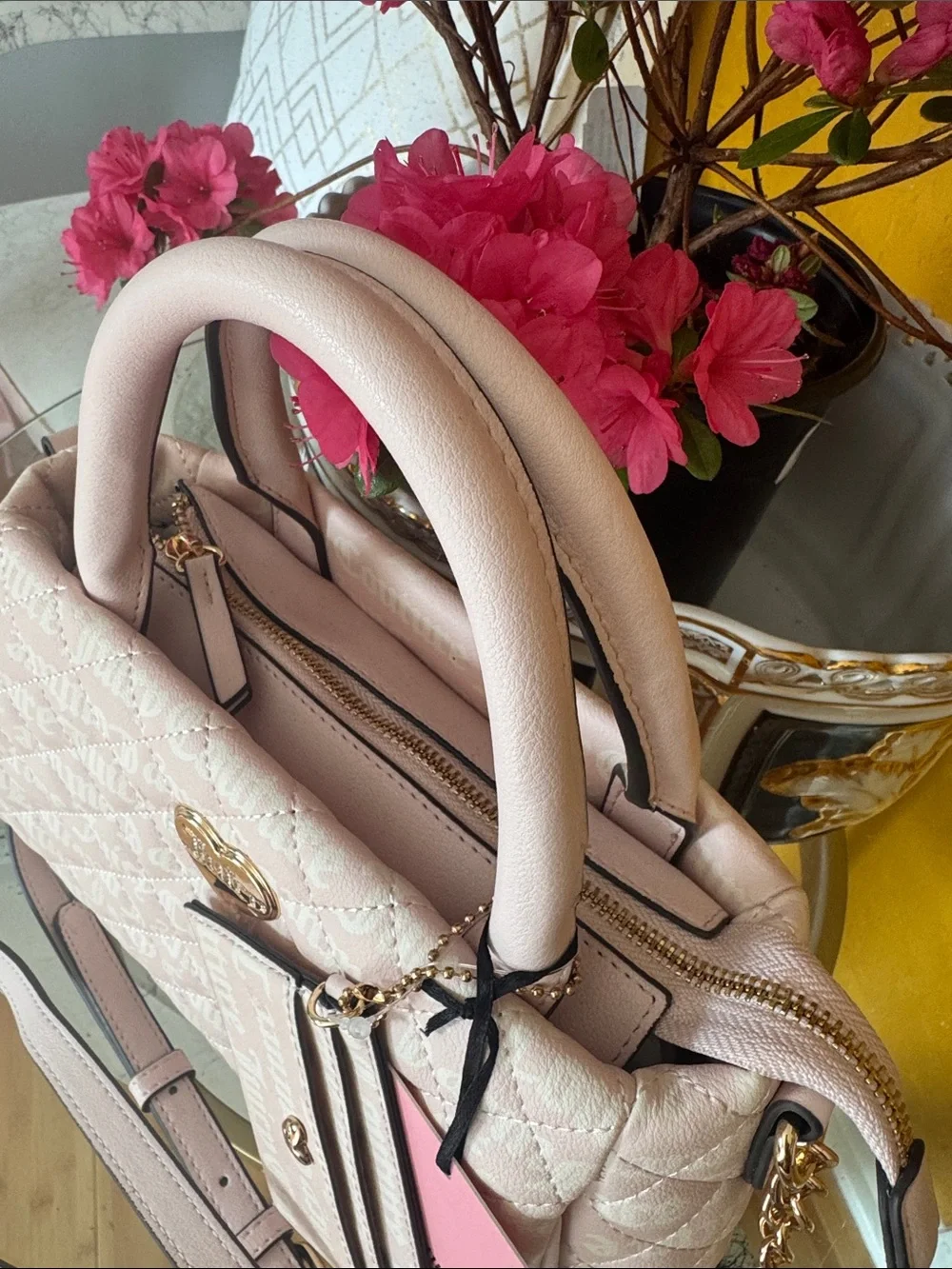 Juicy Couture Light Pink Quilted Satchel with Heart Logo